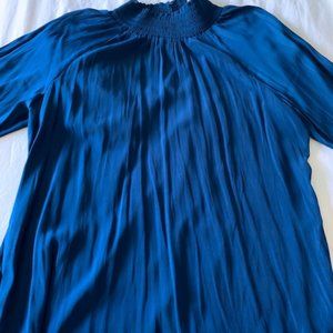 Chicos Blue Mock Turtle Neck Blouse